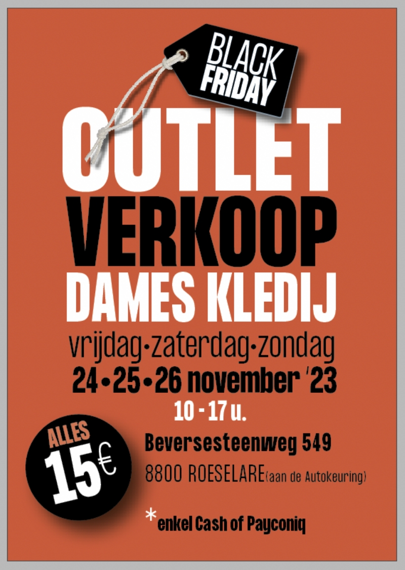 Outlet verkoop dames kledij bij Willa van 24/11 tem 26/11