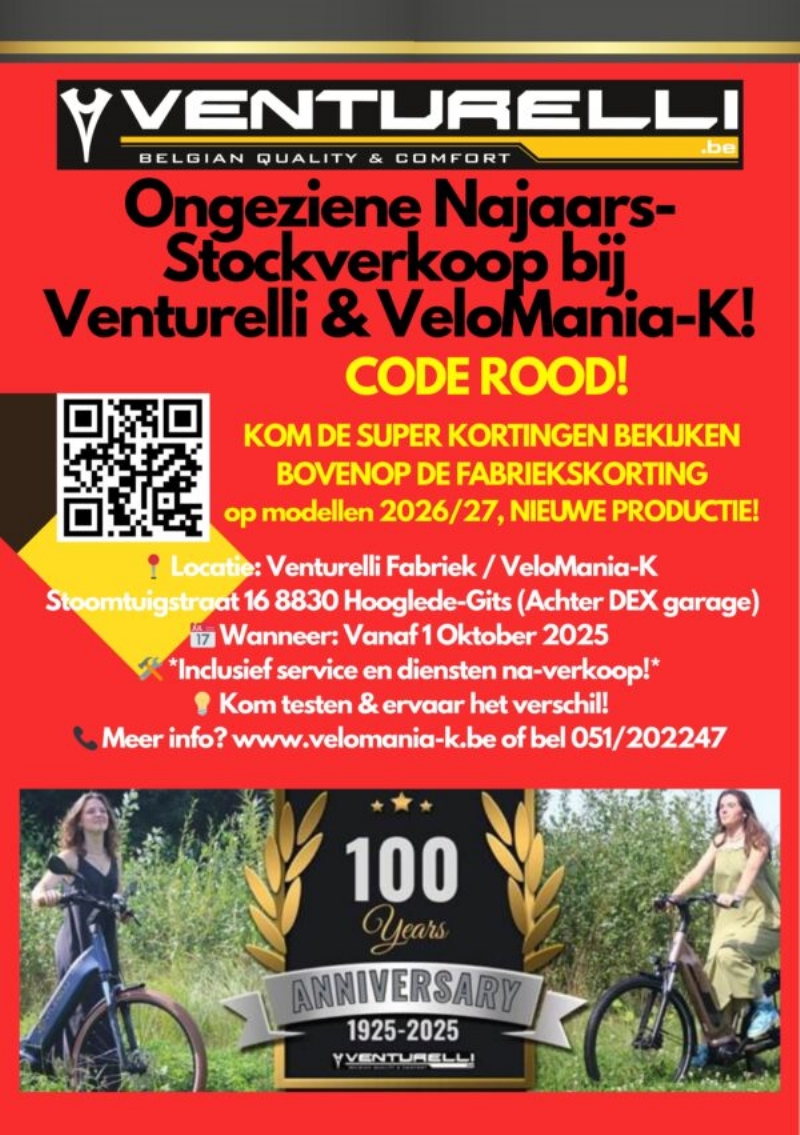 Ongeziene najaars-stockverkoop bij <b>Venturelli & VeloMania-K</b>